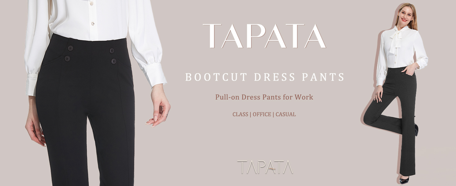 Tapata Women's Bootcut Dress Pants 28"/30"/32"/34" Work Pants with Pockets Slacks Business Pants