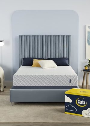 Serta - 10 inch Cooling Gel Memory Foam Mattress, King and long Size up to 81"