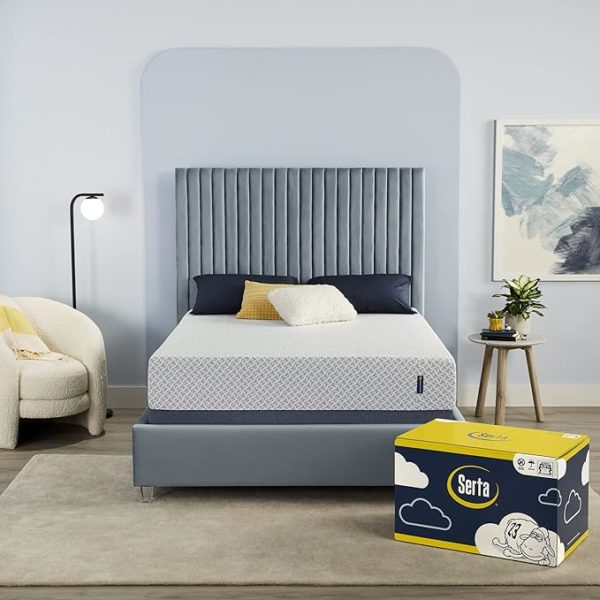 Serta - 10 inch Cooling Gel Memory Foam Mattress, King and long Size up to 81"