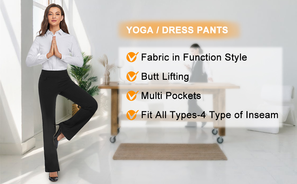 Women's Bootcut Yoga Dress Pants High Waist Stretch Work Pants